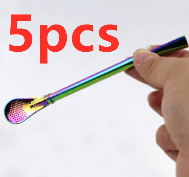 304 Stainless Steel Residue Filter Straws Spoon - Mubimart