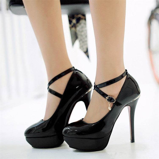 Round toe platform super high heels - Mubimart