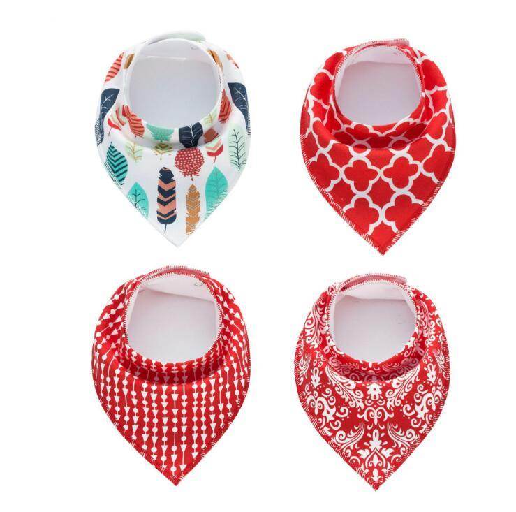 4pcs Lot Bibs Burp Cloth Print Arrow Wave Triangle Baby Bibs Cotton Bandana Accessories - Mubimart