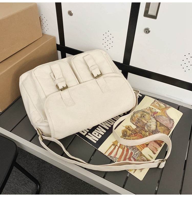 Fashion Double-pocket Lock Satchel - Mubimart