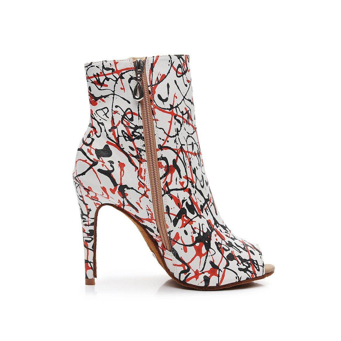 Women's Adult High Heel Stage Boots Graffiti Mid-calf - Mubimart