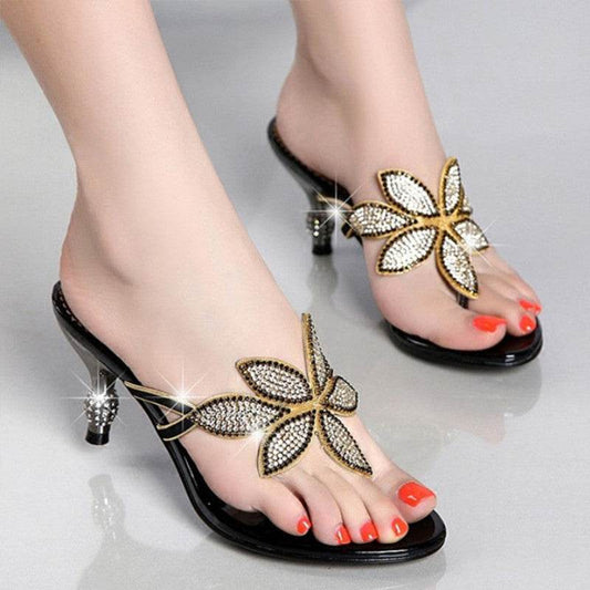 Women's Rhinestone Sandals, High-heeled Stilettos, Summer Sandals And Slippers - Mubimart