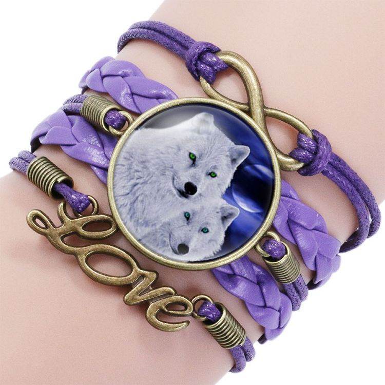 Multi-layered gemstone wolf bracelet - Mubimart