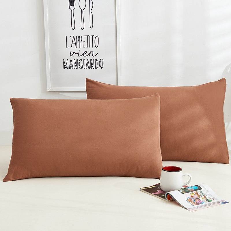 Pure Color Cotton Pillowcases A Pair Of Hotel Hotel Cotton 48X74CM - Mubimart