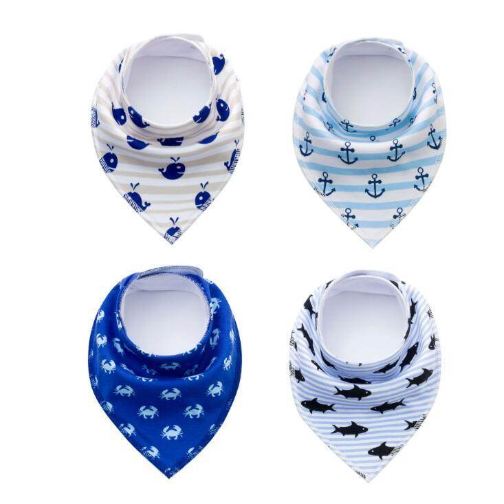 4pcs Lot Bibs Burp Cloth Print Arrow Wave Triangle Baby Bibs Cotton Bandana Accessories - Mubimart