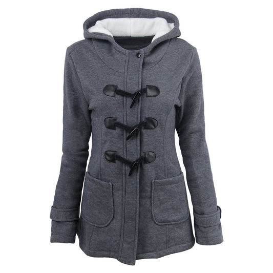 warm winter fur collar jackets women new horn button Long down coat women parka Plus Size female parka hoodies Women - Mubimart