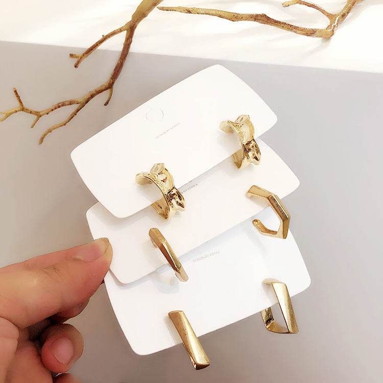 Circle Hoop Golden Metal Earrings for Women - Mubimart