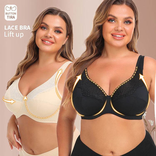 Lace Steel Ring Plus Size Women's Bra - Mubimart