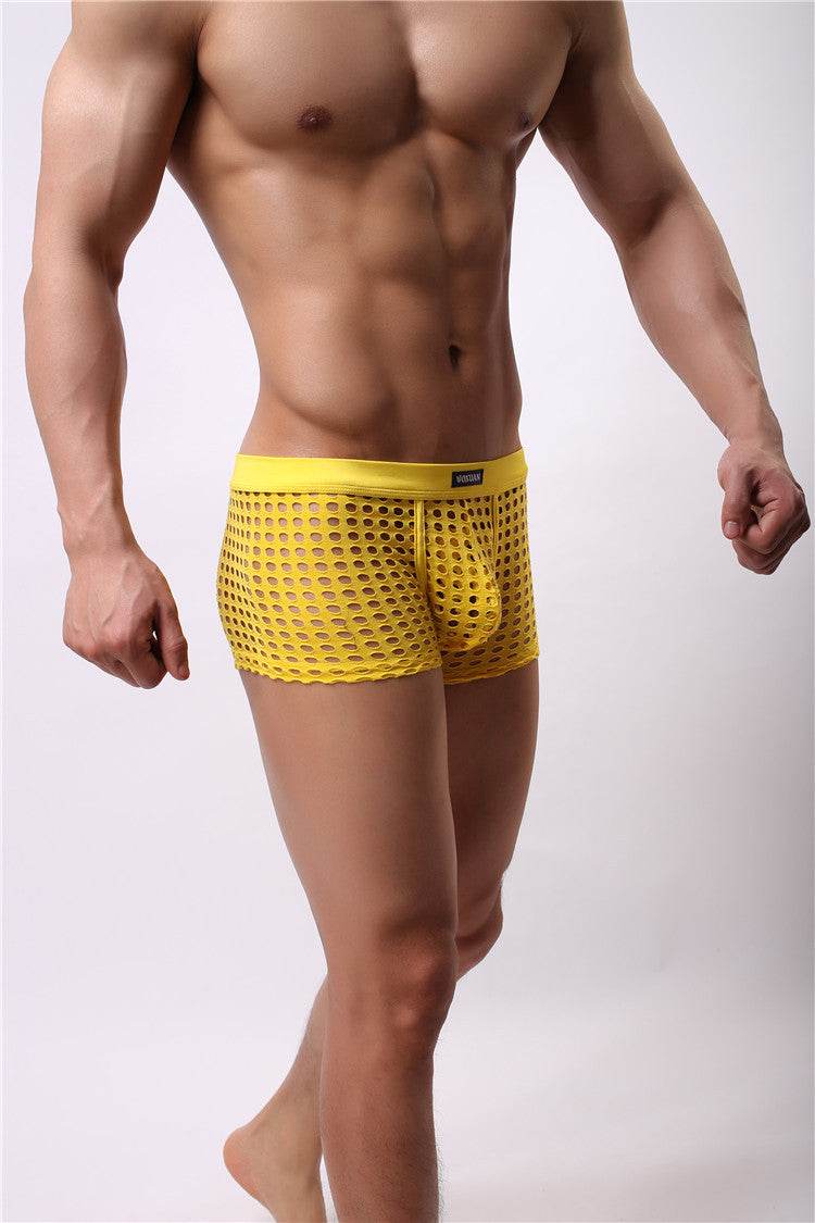 Mesh boxer briefs hollowed out - Mubimart