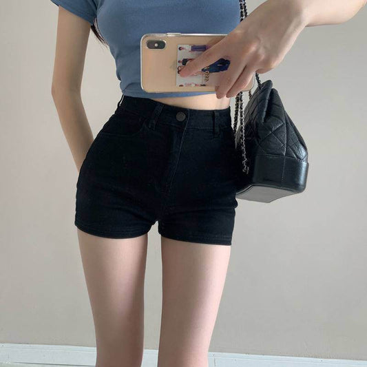 Summer Thin High Waist Slim Workwear Denim Shorts For Women - Mubimart