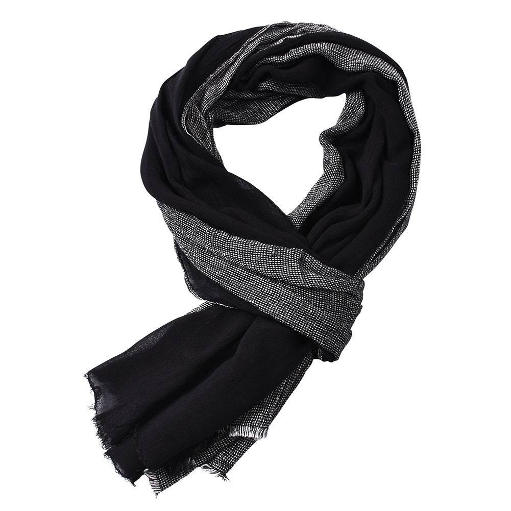 Autumn And Winter Cotton And Linen Yarn-dyed Scarf Men - Mubimart