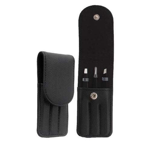 Three-piece eyebrow tweezers set - Mubimart