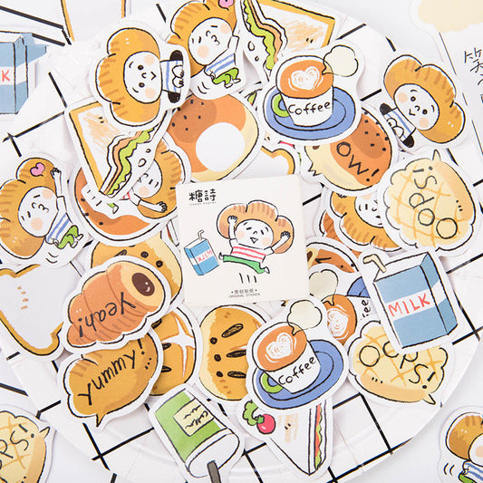 45pcs/pack Yummy Bread Decorative Stickers
