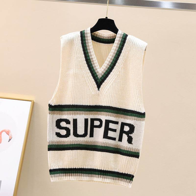 Women's letter sweater vest - Mubimart