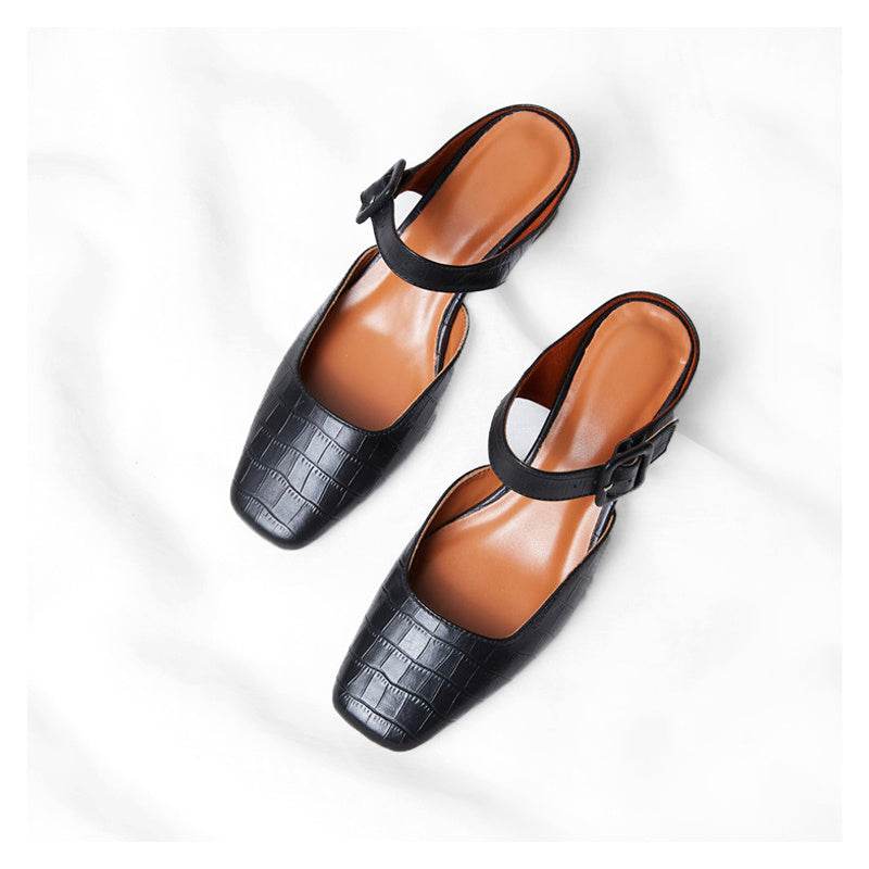 Medieval Thick Heel Sandal Muller Shoes - Mubimart
