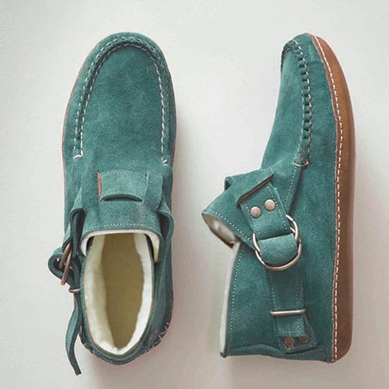Women's Comfy Leather Leopard Flats Autumn Buckle Strap Shoes For Women New Casual Travel Breathable Women Shoes - Mubimart