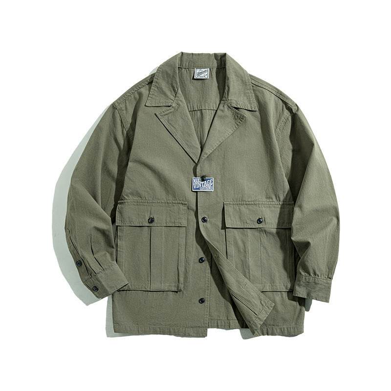 Spring And Autumn Vintage Outer Wear Shirt Jacket Jacket Men - Mubimart