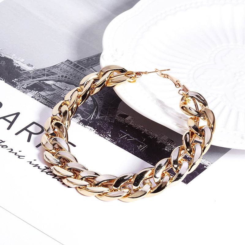 Chain alloy hoop earrings - Mubimart