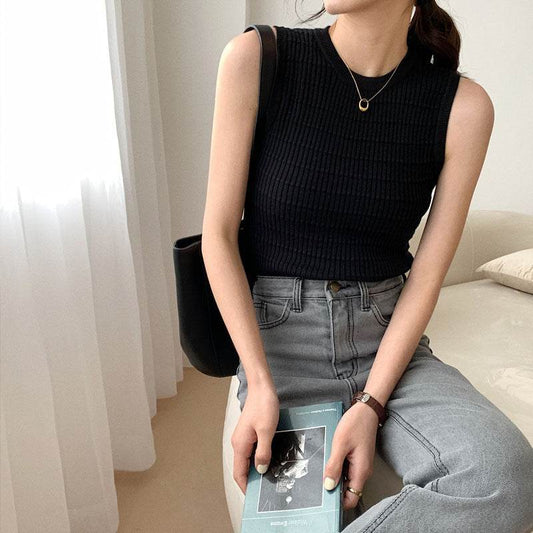 Women's Camisole Knit Bottom Sleeveless - Mubimart
