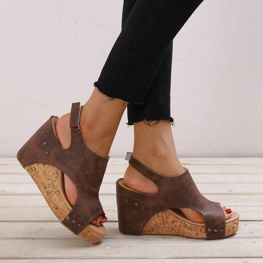 Roman Sandals Female Fish Mouth Thick Bottom Wedges Shoes Women - Mubimart
