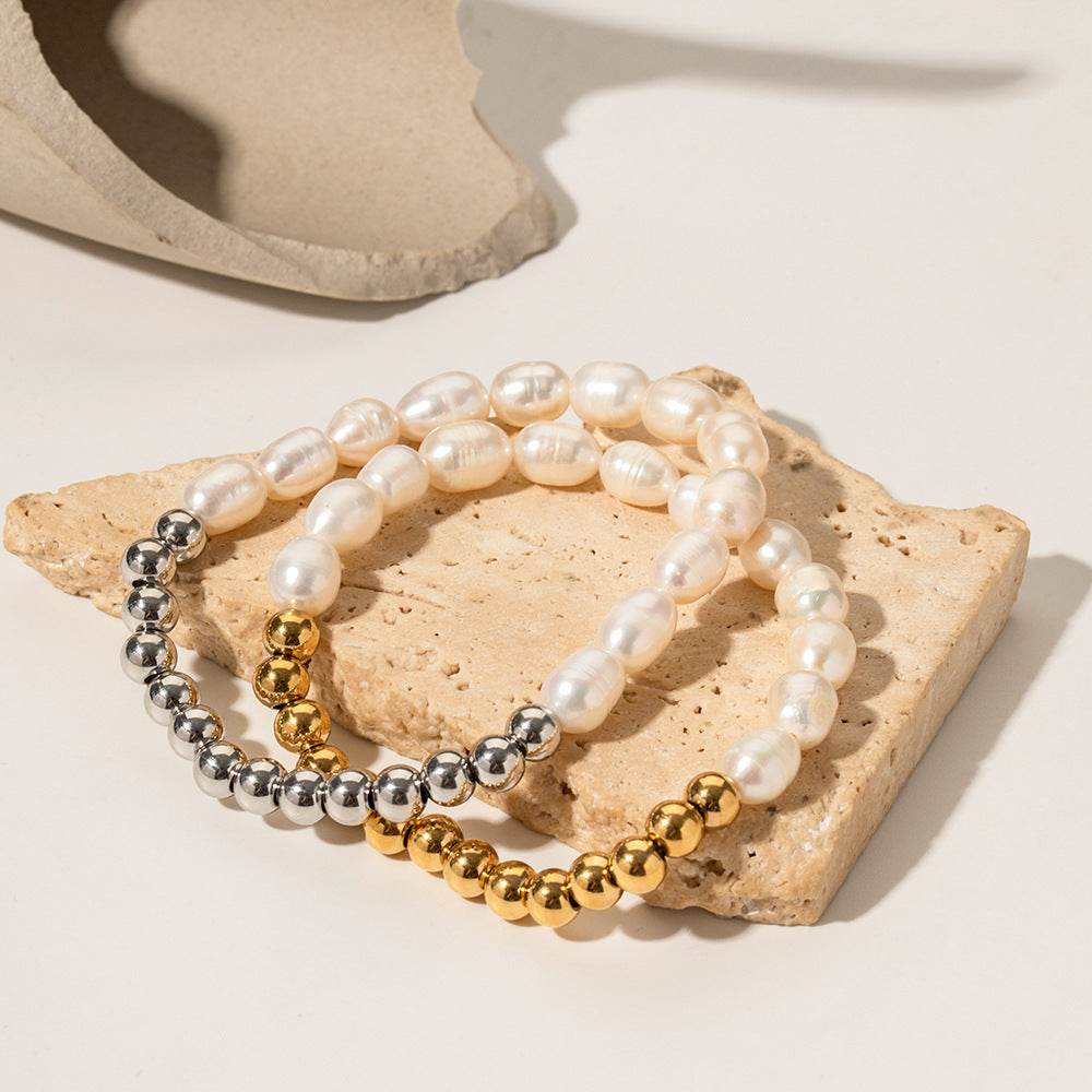 Fresh Water Pearl Ball Beads Beaded Bracelet For Women - Mubimart