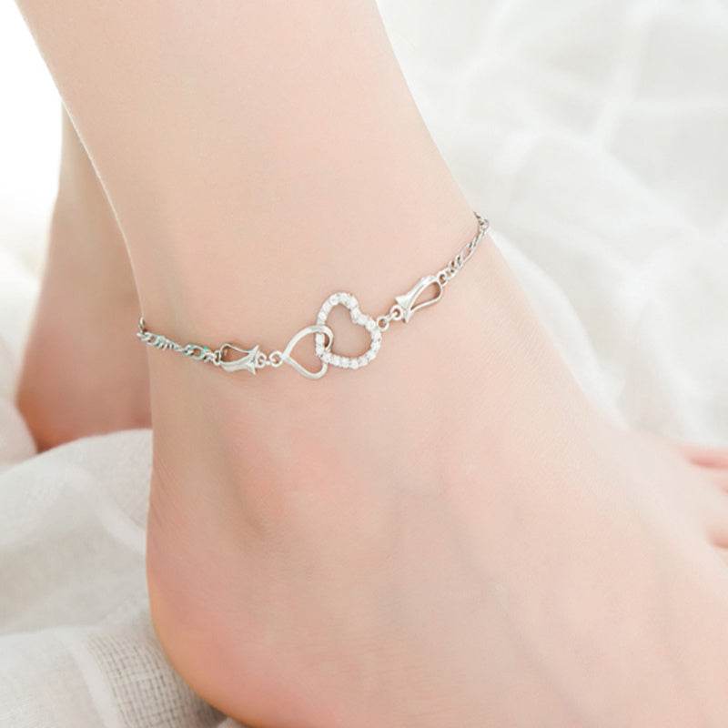 Bohemian Women's Ankle Bracelet Hollow Heart Shaped - Mubimart