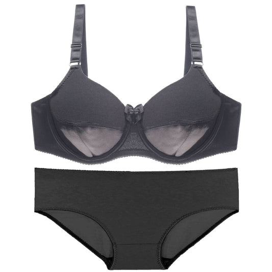 Glossy plus size bra set - Mubimart