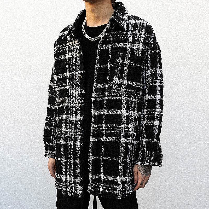 Plaid Padded Woolen Shirt Jacket - Mubimart