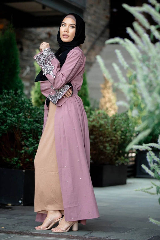 Long Sleeved Embroidered Beaded Robe For Women - Mubimart