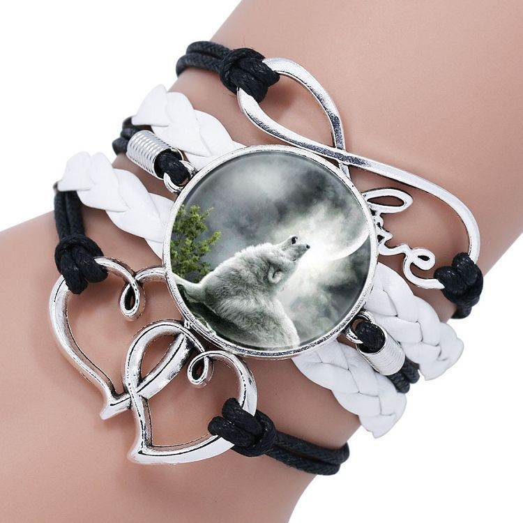 Multi-layered gemstone wolf bracelet - Mubimart