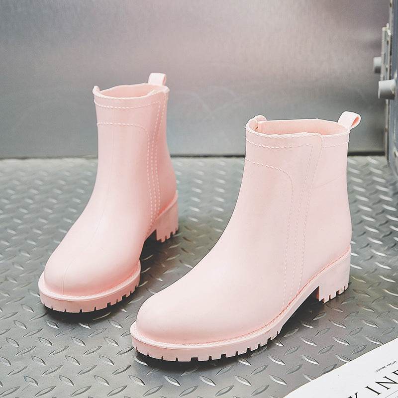 Women's Short Tube Rain Boots Wear Anti Slip Low Top Rain Boots - Mubimart