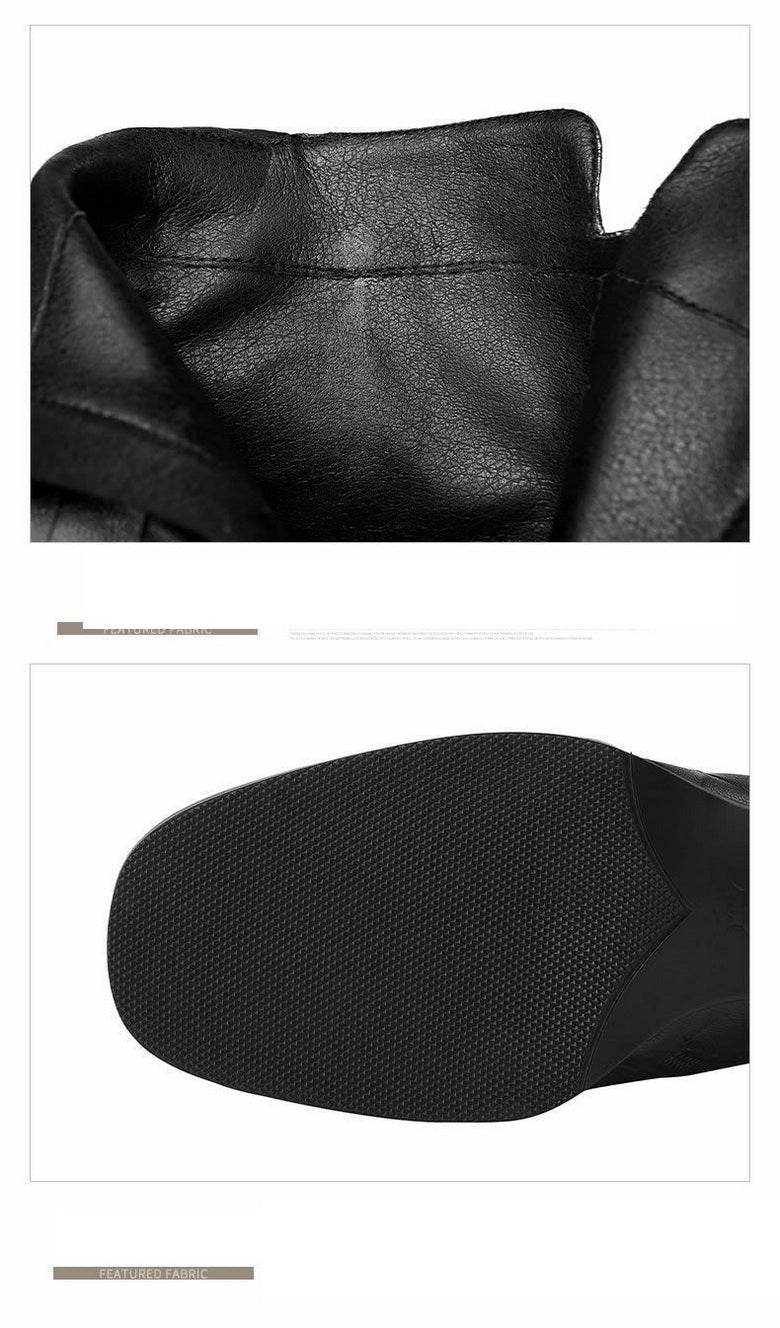 Women's Flat Pointed Toe Ankle Chunky Heel Boots - Mubimart