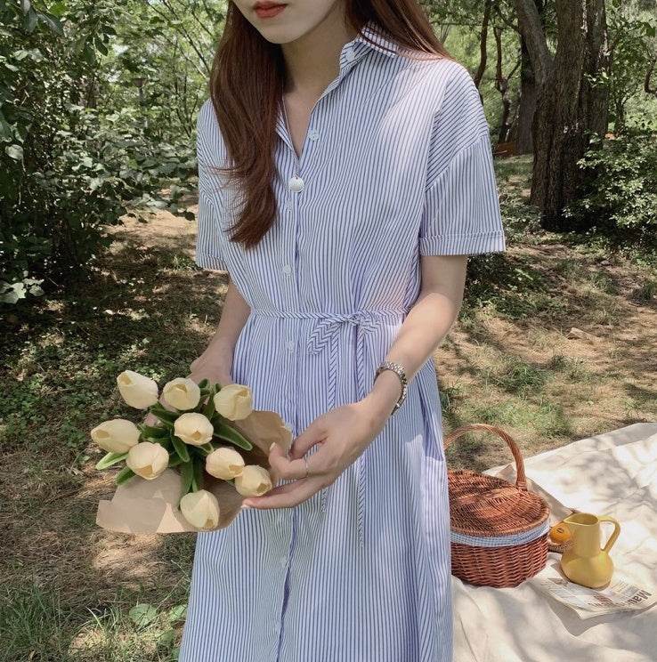 Striped shirt dress - Mubimart