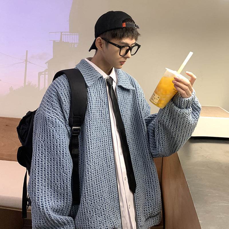 Mens Fashion Vintage Jacquard Denim Jacket - Mubimart