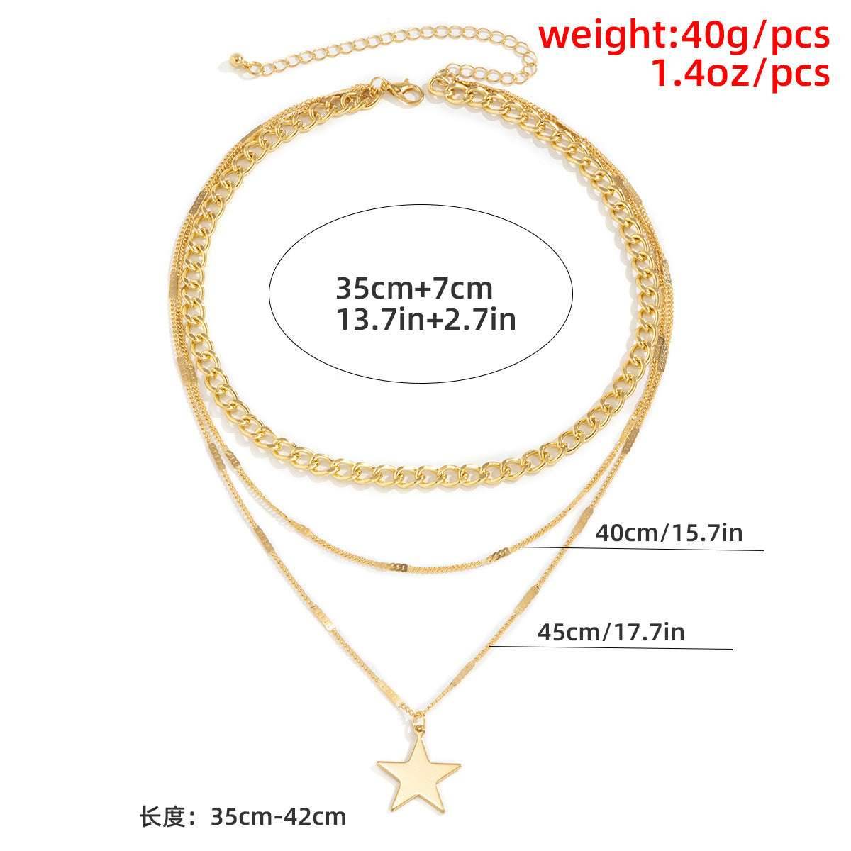 Simple Metal Chain Combination Necklace Women - Mubimart