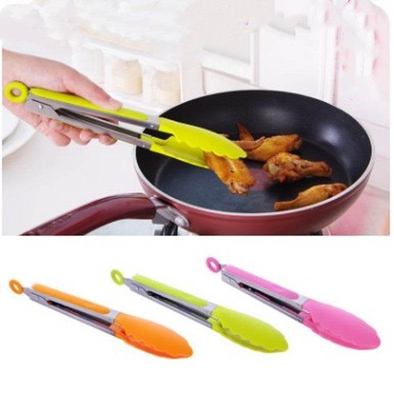 Silicone Kitchen Cooking Salad Utensils BBQ Clip Stainless - Mubimart