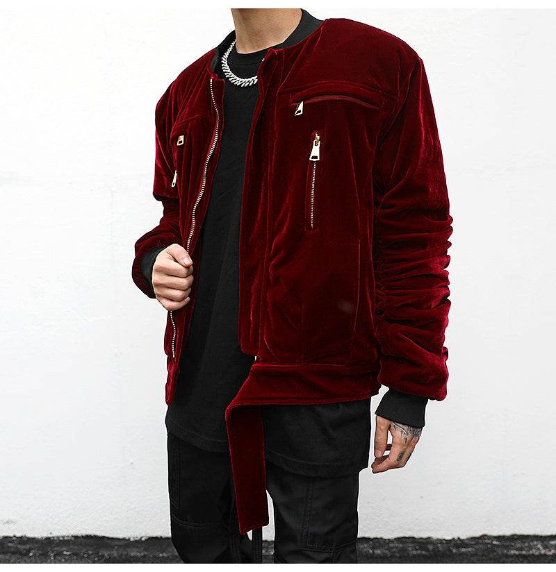 Velvet Bomber Jacket - Mubimart
