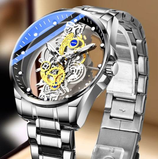 Men Watch Skeleton Automatic Quartz Watch Gold Skeleton Vintage Man Watch Mens Watches Top Brand Luxury - Mubimart