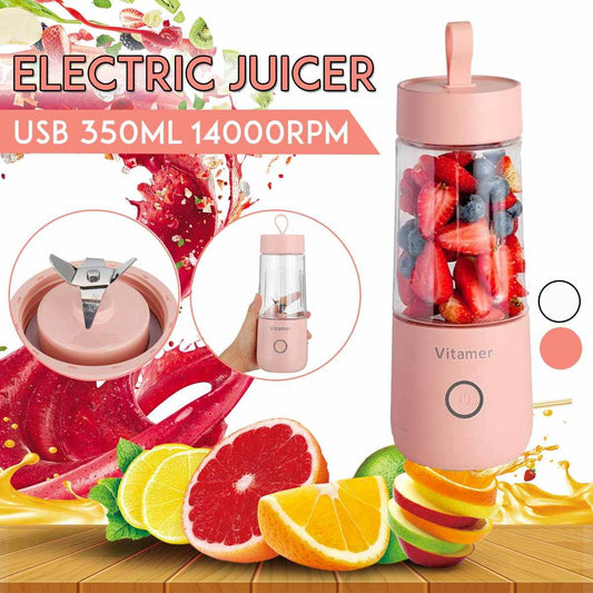 350ml Portable Blender Juicer Electric USB Rechargeable Mixer Smoothie Slushy Cup Juice Blender Bottle USB Charging Kitchen Gadgets - Mubimart