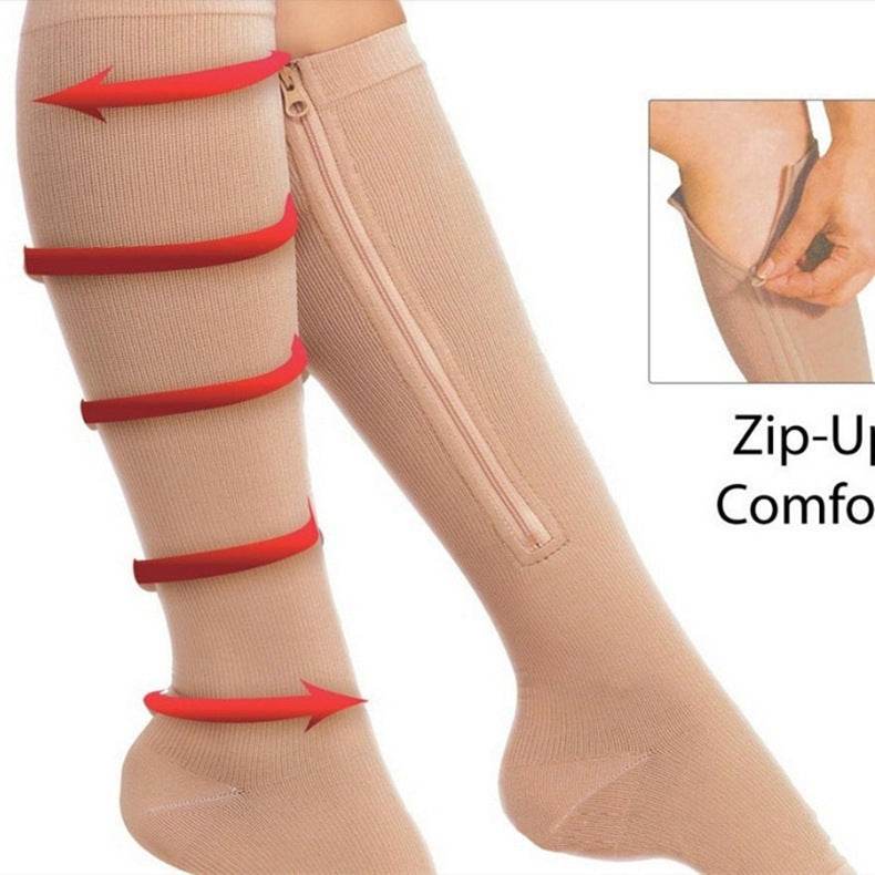 Plastic Calf Yoga Socks Compression Zipper Socks - Mubimart