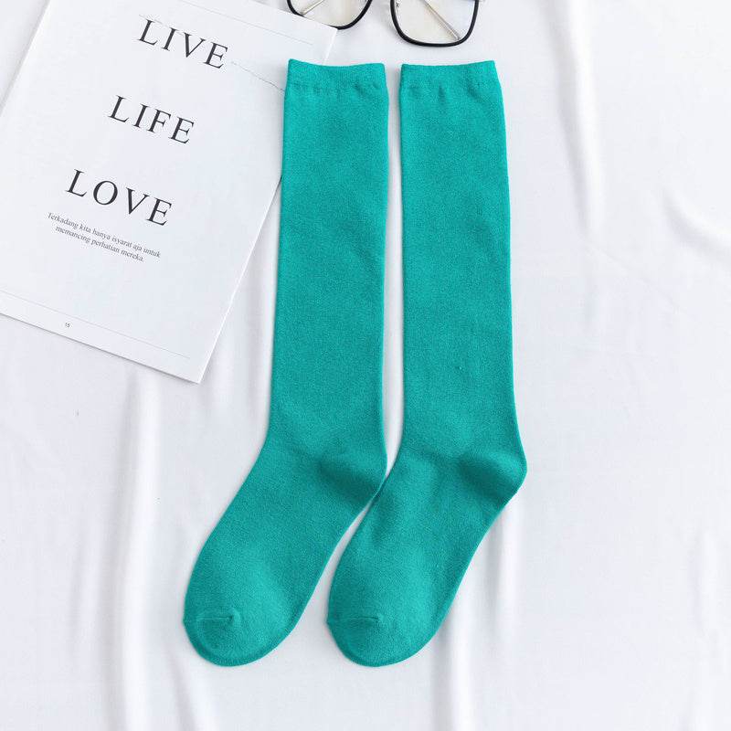 Women's color mid-tube knee socks - Mubimart