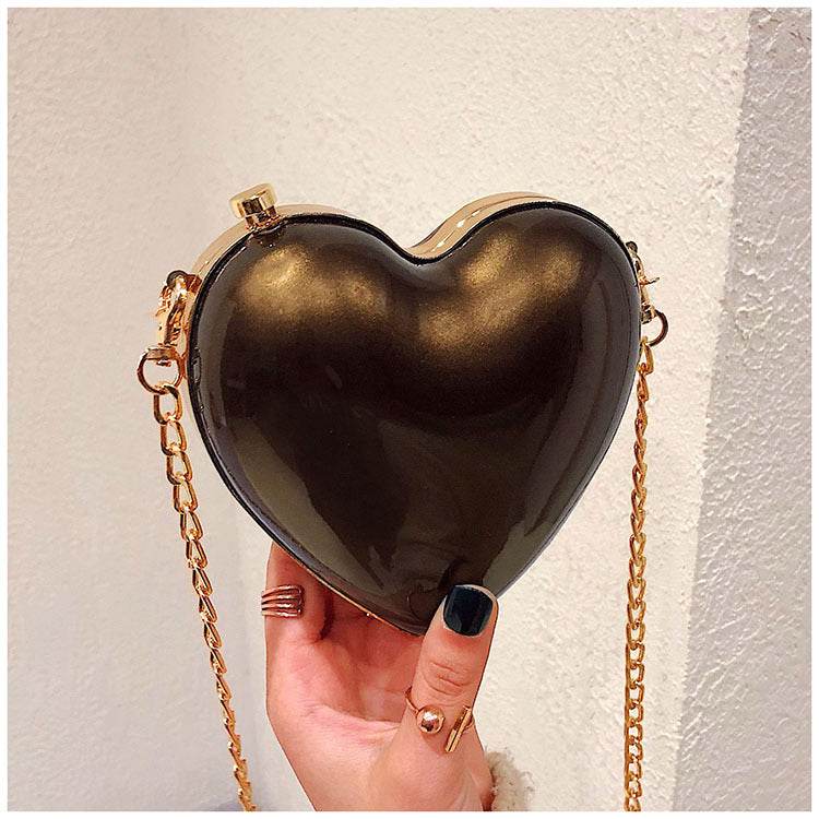 Mini Cross Body Chain Shoulder Heart Satchel - Mubimart
