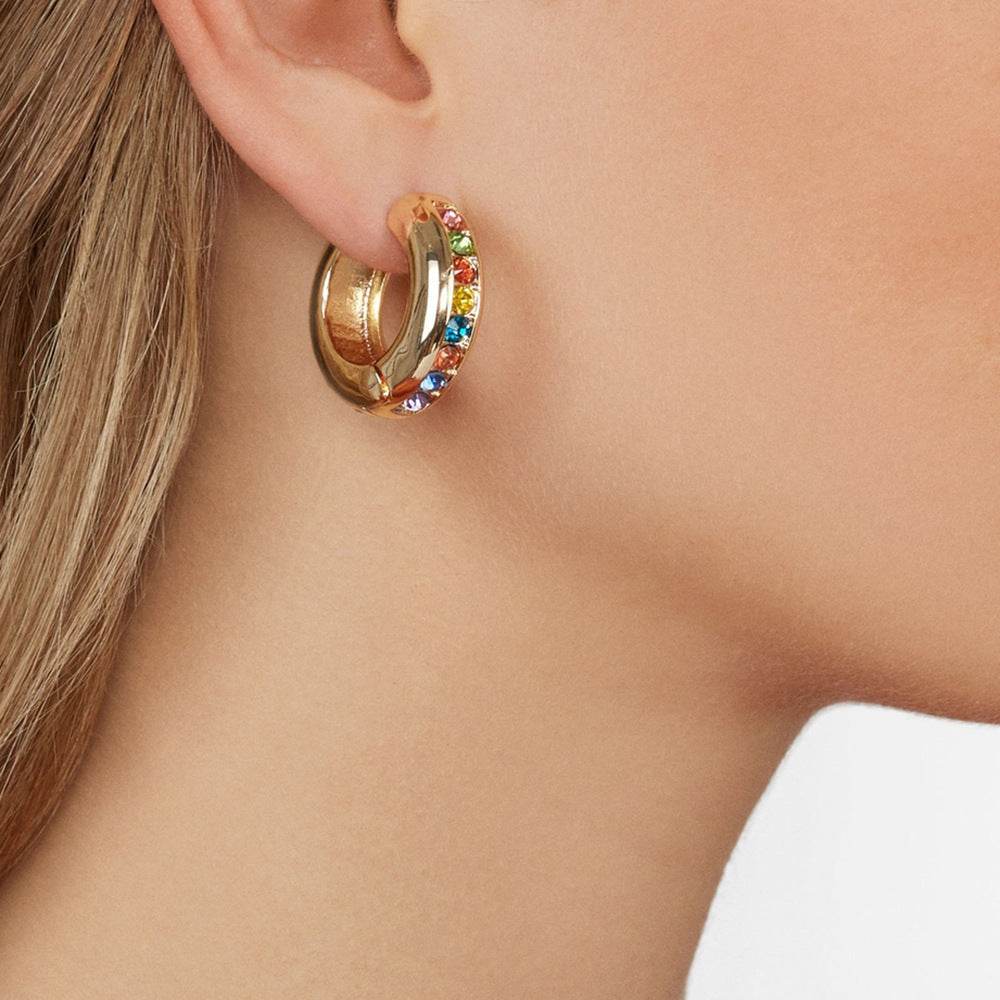 Diamond single hoop earrings - Mubimart