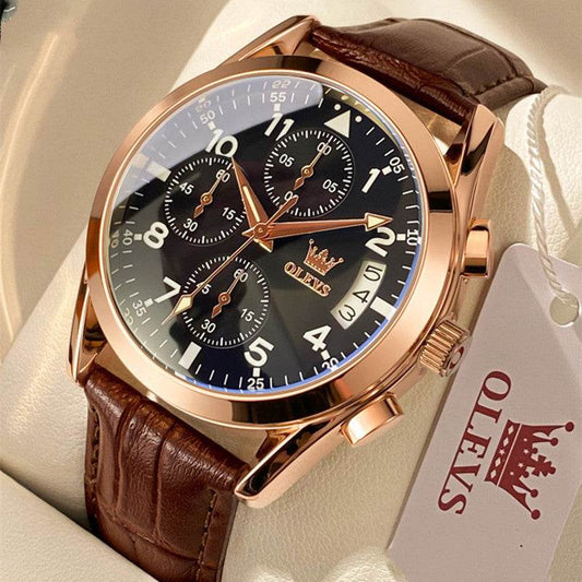 OLEVS Luxury Mens Watches Waterproof Luminous Quartz - Mubimart