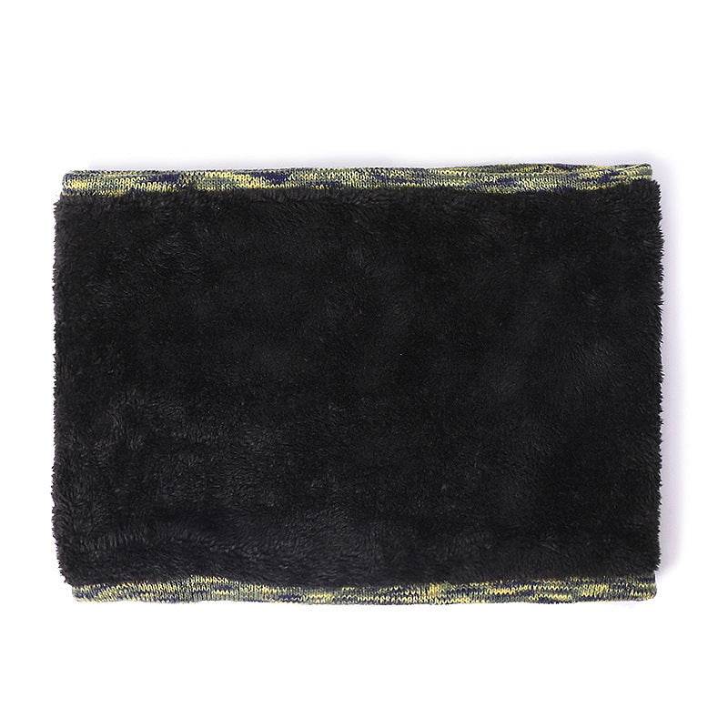 Knitted Three-piece Hat Scarf Touch Screen Gloves Plus Velvet Outdoor Solid Color - Mubimart