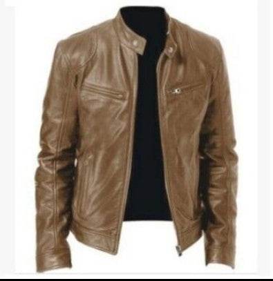 PU Leather Jacket Slim Leather Jacket - Mubimart
