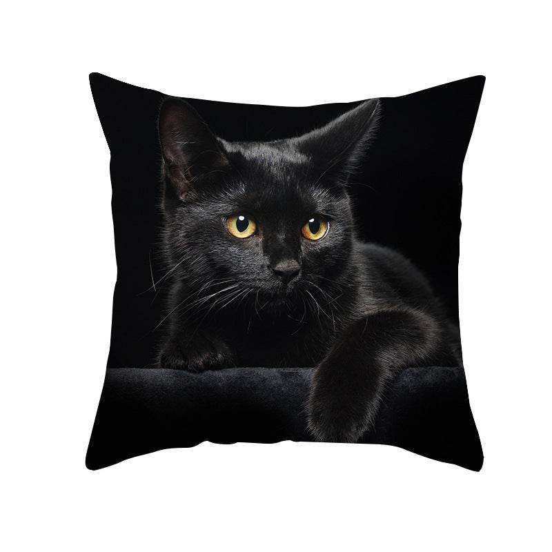 Black Cat Printed Christmas Cushion Covers Pillow Cover Pillowcases - Mubimart