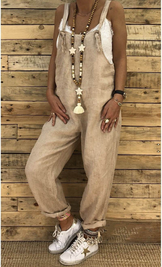 Loose suspender jumpsuit plus size overalls - Mubimart