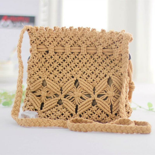 Knitted Tassel Bag Beach Women Bag woven Bag - Mubimart