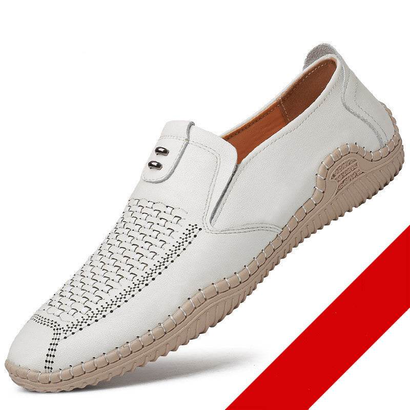 Breathable Leather Sandals Hollow Shoes - Mubimart